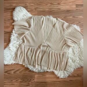 Shein Ribbed Peplum Blouse NWOT